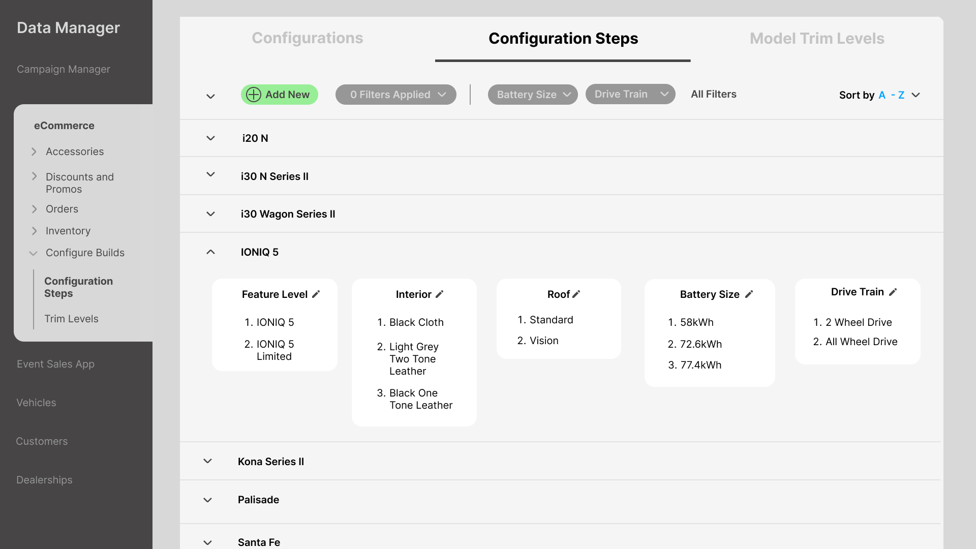 Configuration step flow